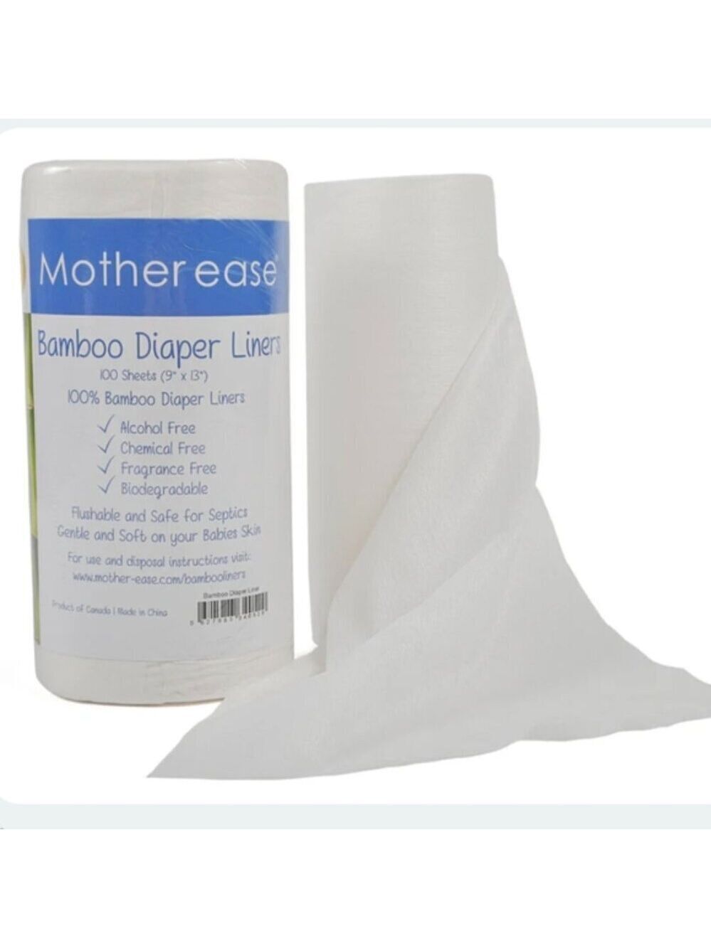 Mother ease Flushable Diaper Liners 150 Sheet Roll - US made in the USA